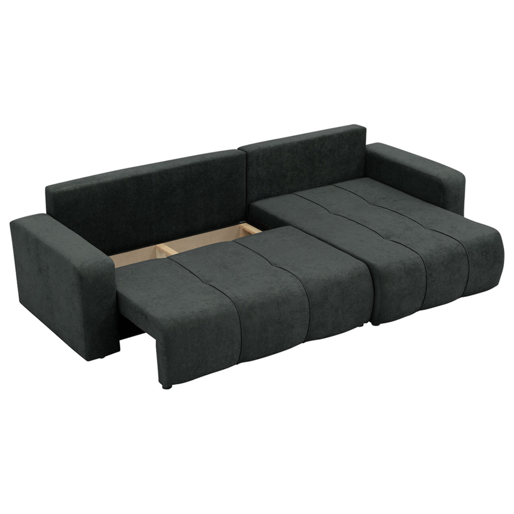 Nicole - Canapé d'angle réversible 5 places convertible avec coffre en tissu - Gris Anthracite