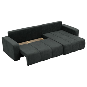 Nicole - Canapé d'angle réversible 5 places convertible avec coffre en tissu - Gris Anthracite