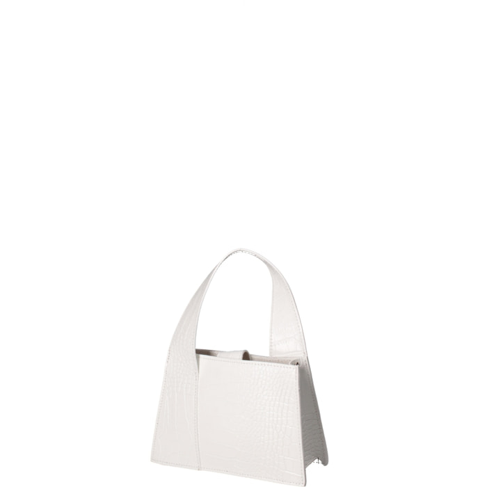 Borsa a mano da donna - Modello False - Vera pelle effetto cocco - 21.0 x 14.0 x 8.0 cm