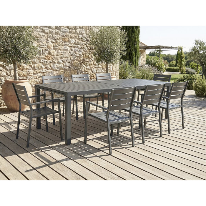 Table de jardin extensible en métal "Salou" - 240/300 x 100 x 75 cm - Gris