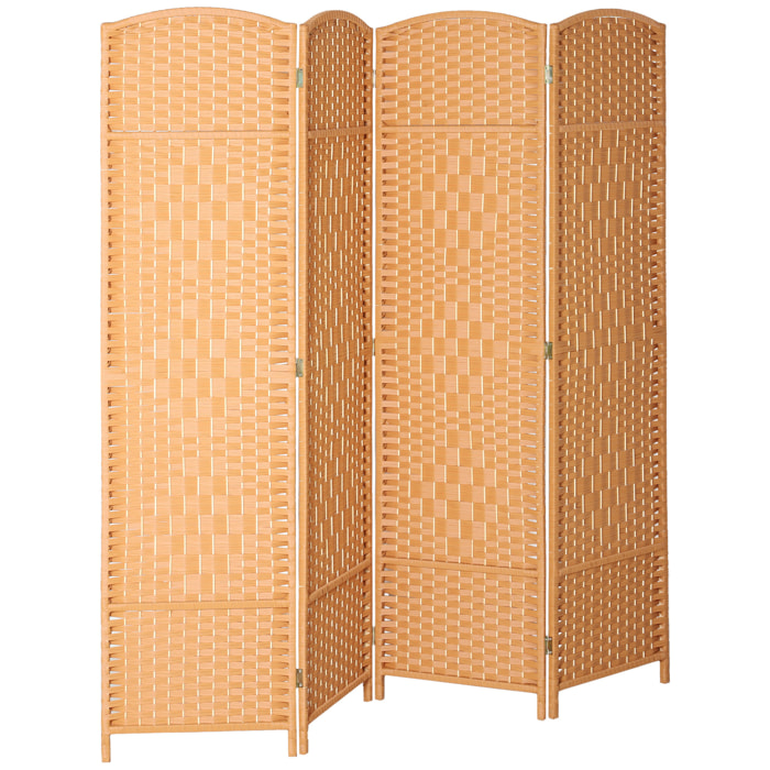 Paravent intérieur en bois 4 panneaux 180 x 180 cm séparateur de pièce pliable bois orangé