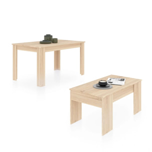 Pack mesa de comedor 140 y mesa de centro Vita Roble Canadian