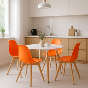 Set di 3 sedie Kito arancioni con gambe in faggio