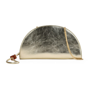 Bolso de mano dorado media luna con cremallera