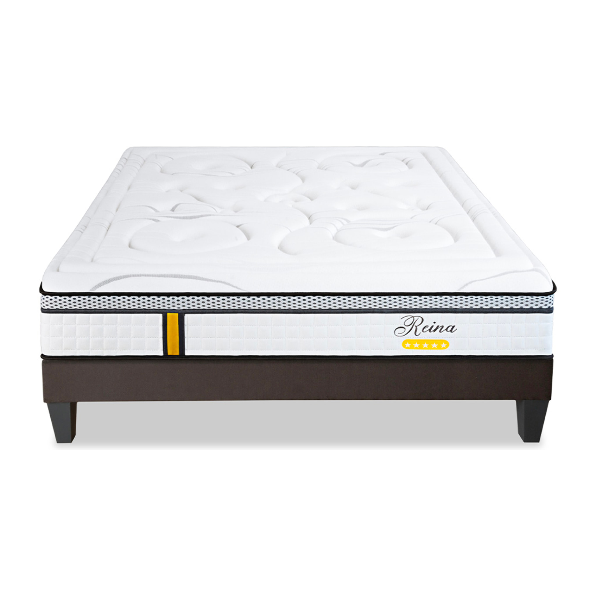 Ensemble Matelas Reina 2.0 & Sommier KIT15, 26 cm, Ressorts Ensachés et Mémoire de Forme, technologie Tri-Lattes, Soutien Ferme