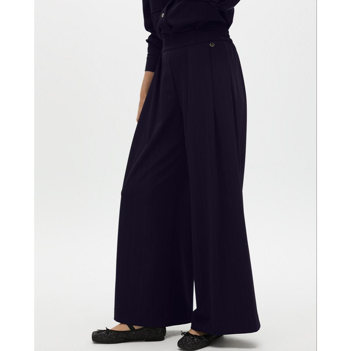 Pantaloni a Righe Diplomatiche Lamé a Pieghe