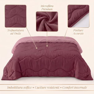 Trapunta invernale bicolor Made in Italy in microfibra di poliestere - Zephir/Rosa