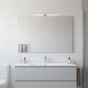 Applique LED 30 cm Da 5.4 Watt in ABS Cromato Luce Fredda 6000K IP44 Installazione su Bordo Specchio Illuminazione Uniforme Anti Riflesso Argento