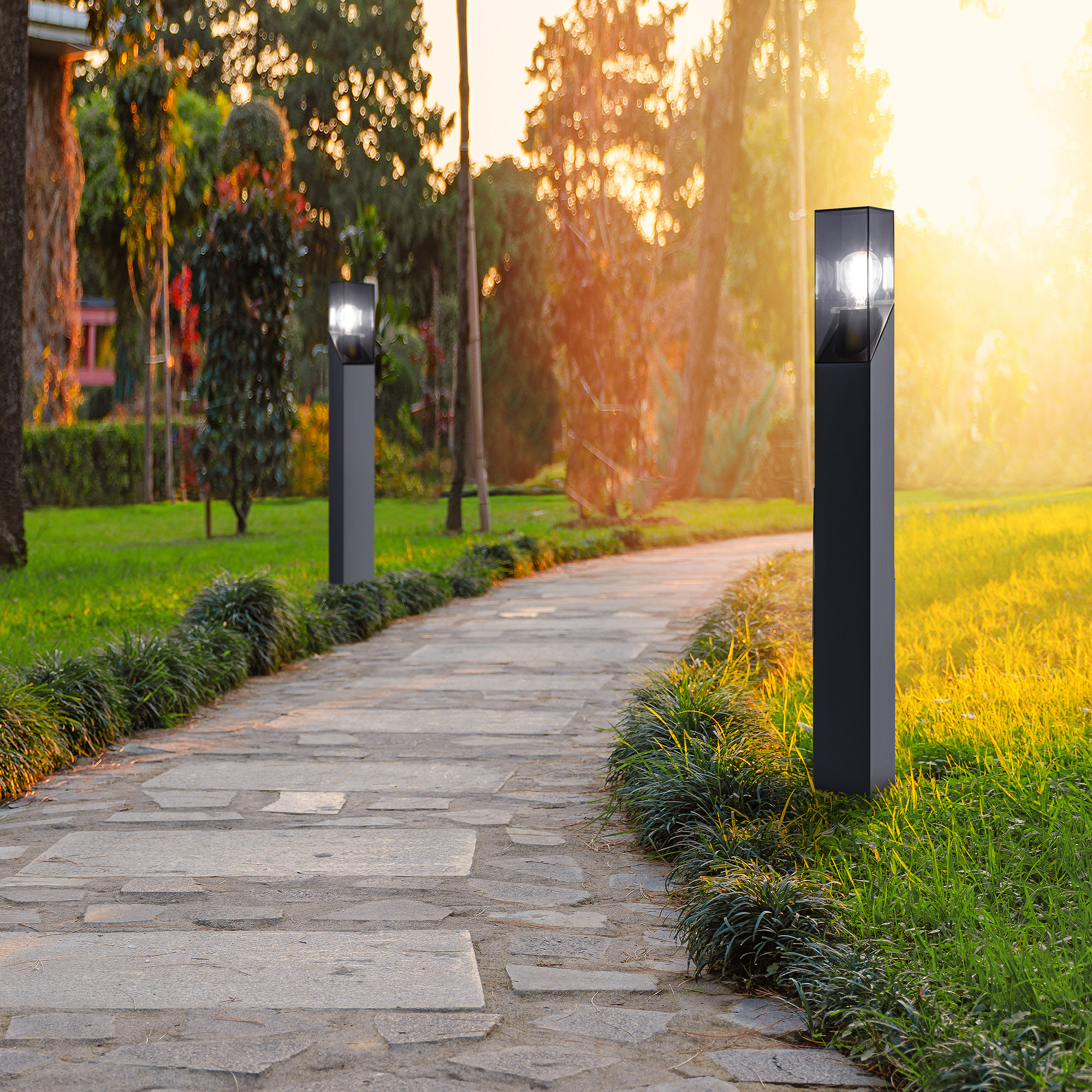 Forlight Baliza Exterior IP54 LED 15W Gris Urbano E27 para Jardín, Camino, Entrada
