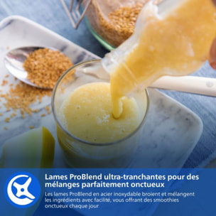 Blender PHILIPS HR2672/02 Blender mixeur bleu Série 3000, x2 gourdes Blend & Go 0.6L, 350W