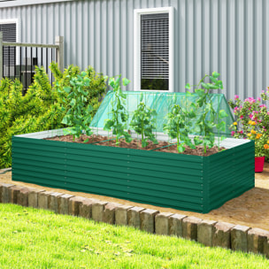 Carré potager jardinière dim. 240 x 120 x 60 cm tôle d'acier ondulée vert