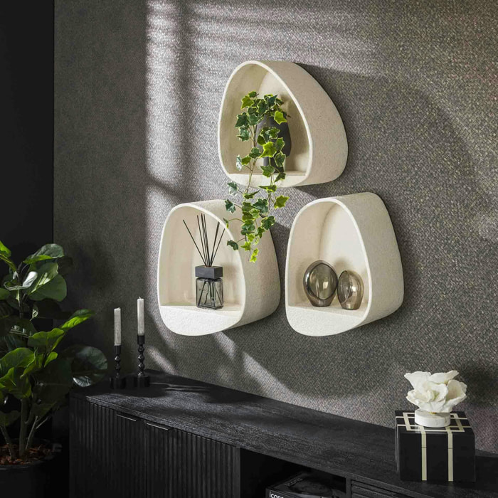 Etagère murale blanche en marbre composite forme organique 44 cm TAJ
