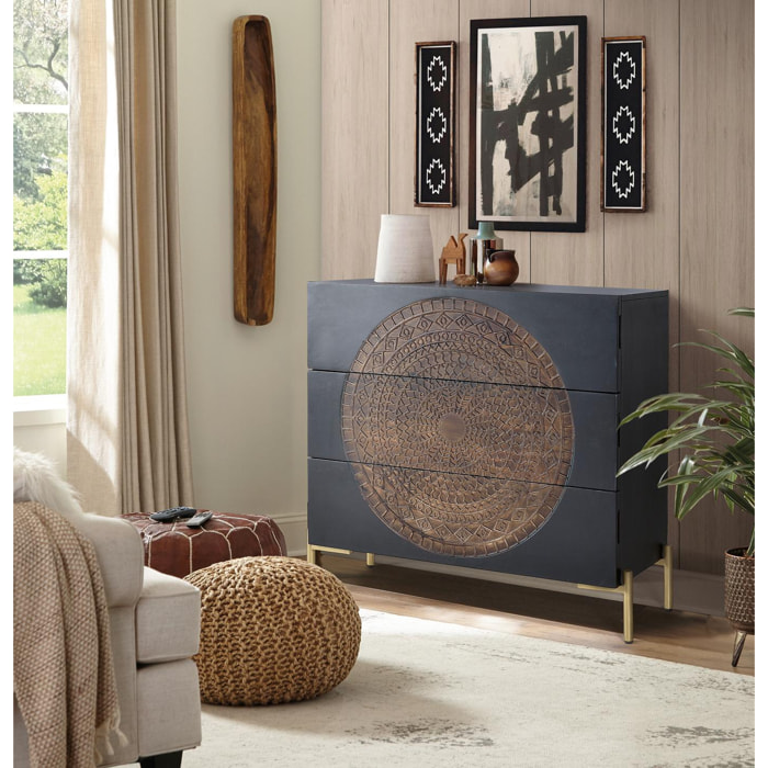 Cómoda de Madera de Mango 95 Cm Estilo Rústico Étnico