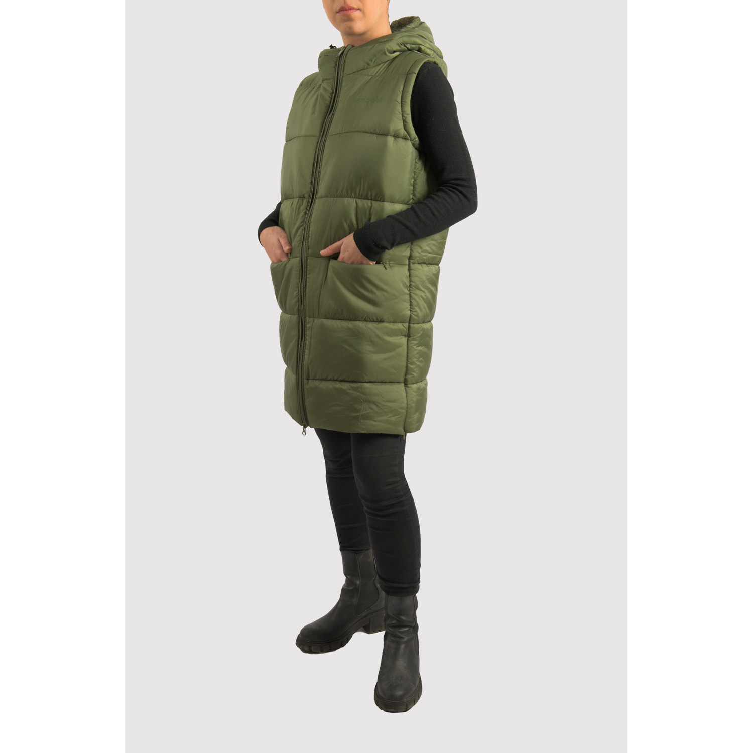 Chaleco Barcelona Long Vest marca ECOON - verde oscuro
