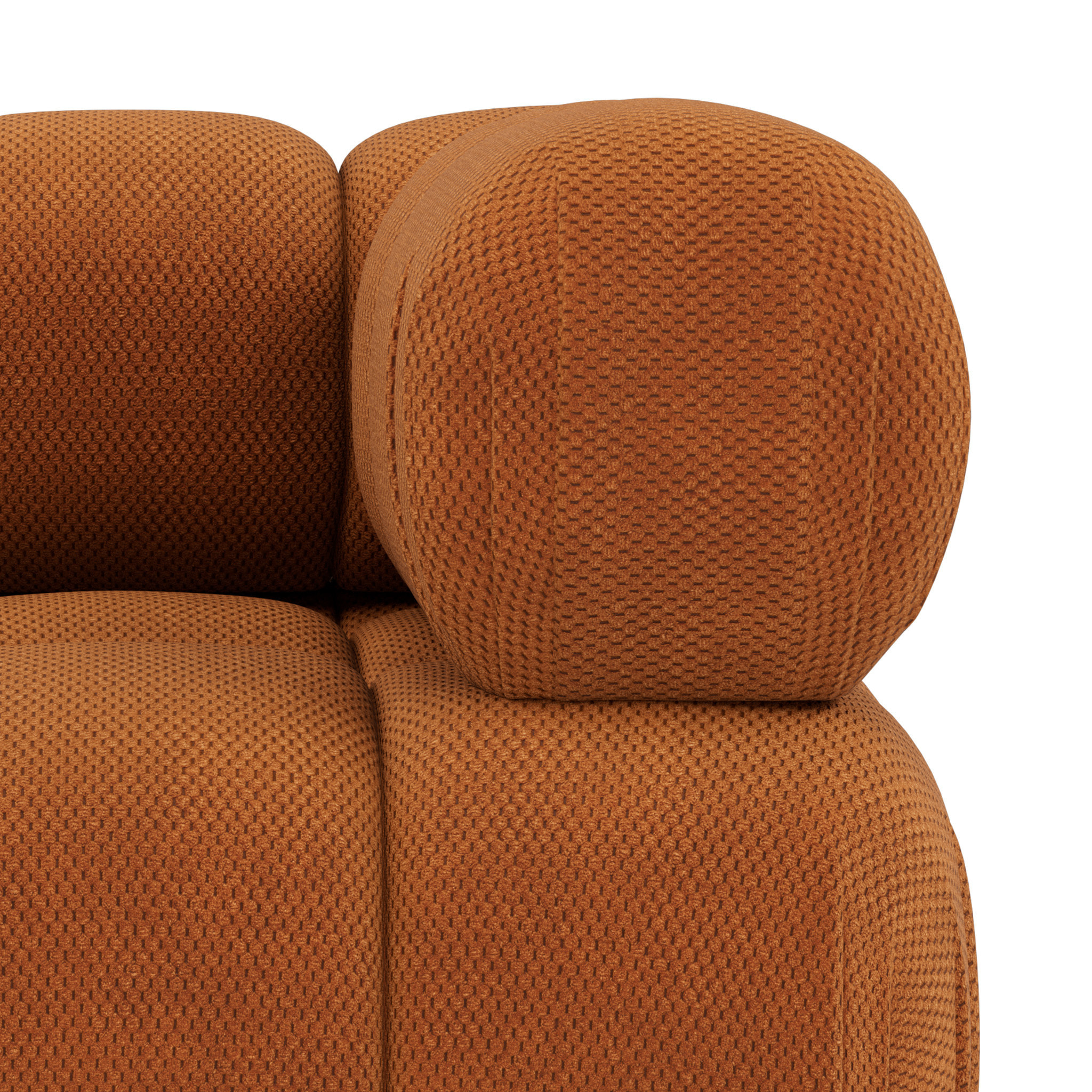 Ruby - module d'assise d'angle droit en velours texturé - Terracotta