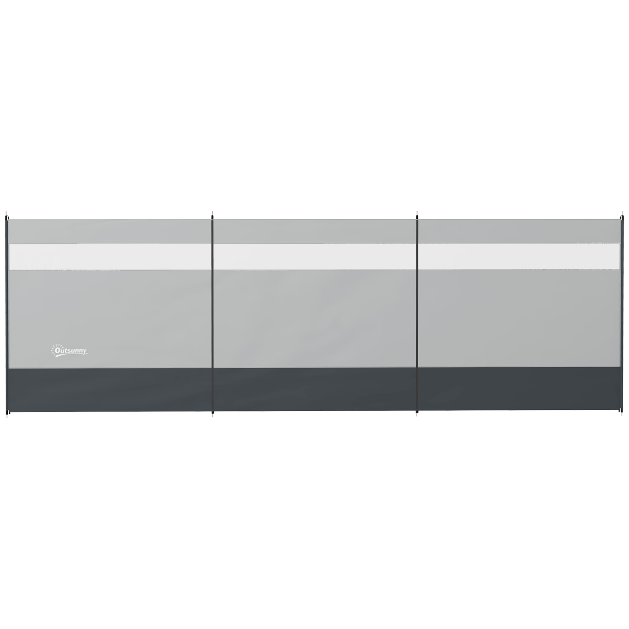 Paravent brise-vue camping plage portable pliable avec sac de transport et poteaux acier dim. 440L x 140H cm gris