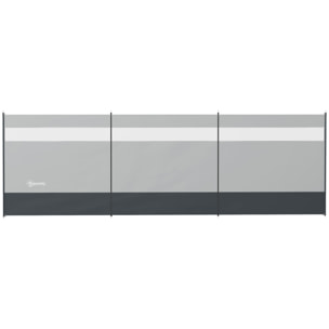 Paravent brise-vue camping plage portable pliable avec sac de transport et poteaux acier dim. 440L x 140H cm gris