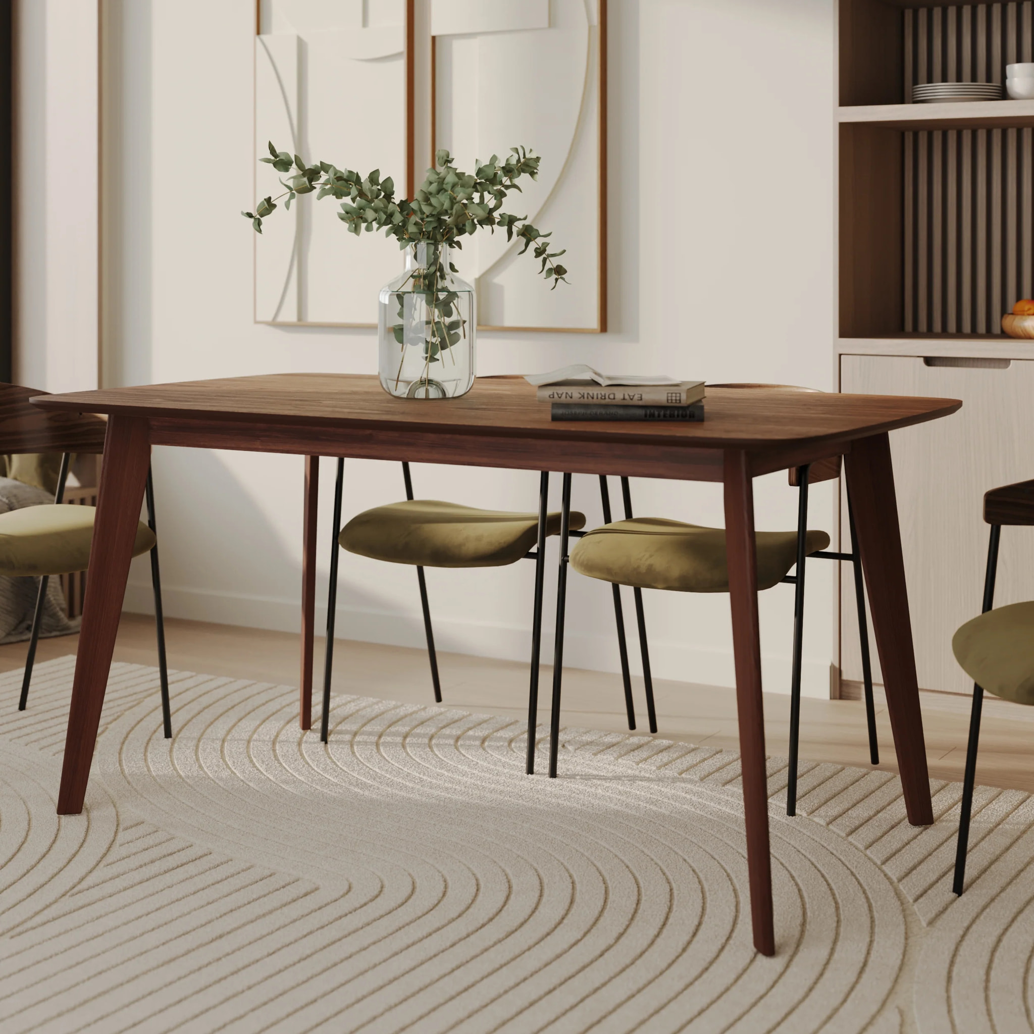 Table rectangulaire 6 personnes en bois foncé 150 cm - Oman