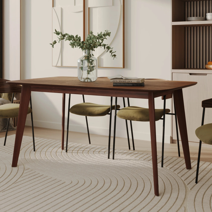Table rectangulaire 6 personnes en bois foncé 150 cm - Oman