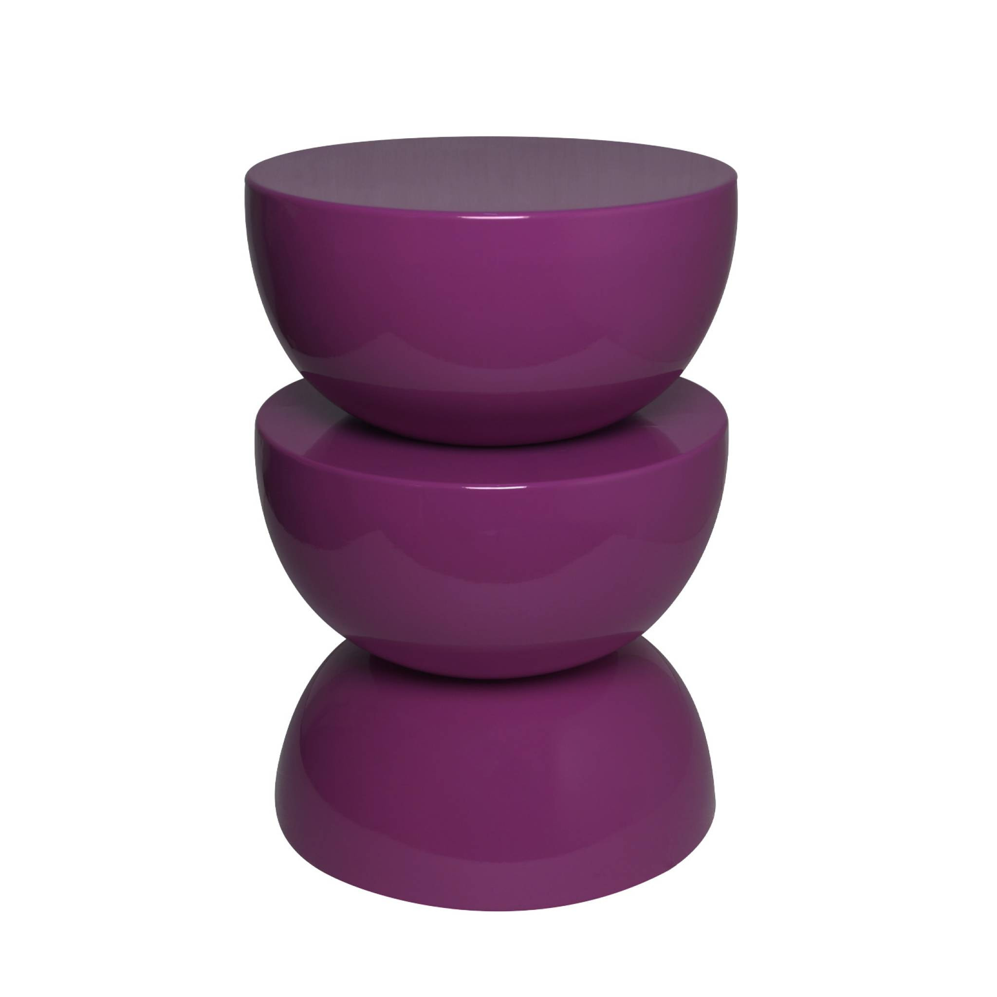 Table d'appoint, bout de canapé, table de chevet métal effet glossy Ø32 x H46,5cm COUMBA
