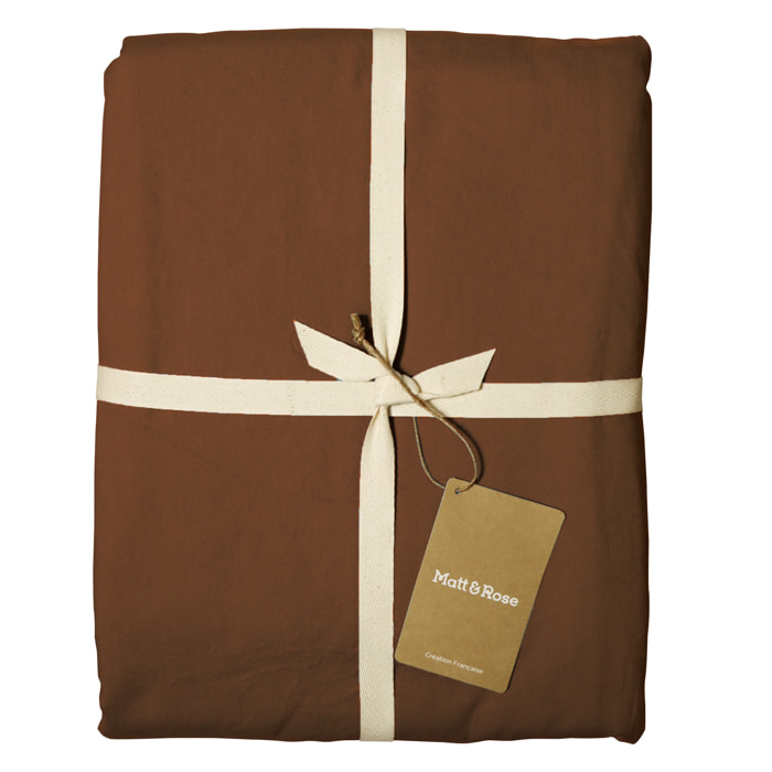 Set de 2 taies d'oreiller unies à volant, COTON LAVÉ