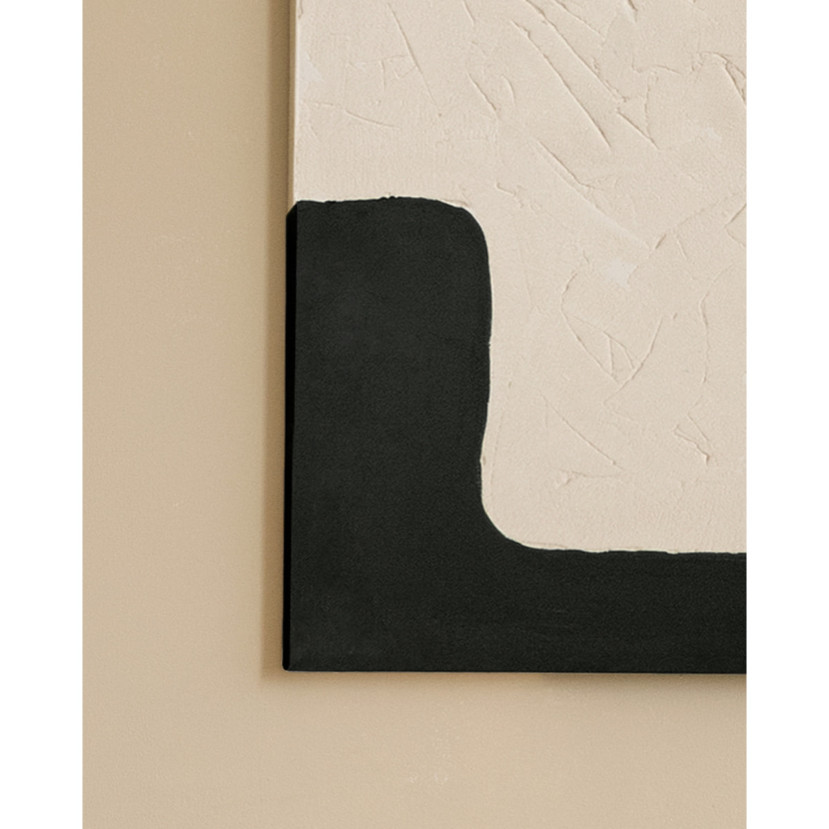 Tableau blanc et noir décoratif sur coton avec cadre en bois peint à la main à la peinture à l'huile en différentes tailles