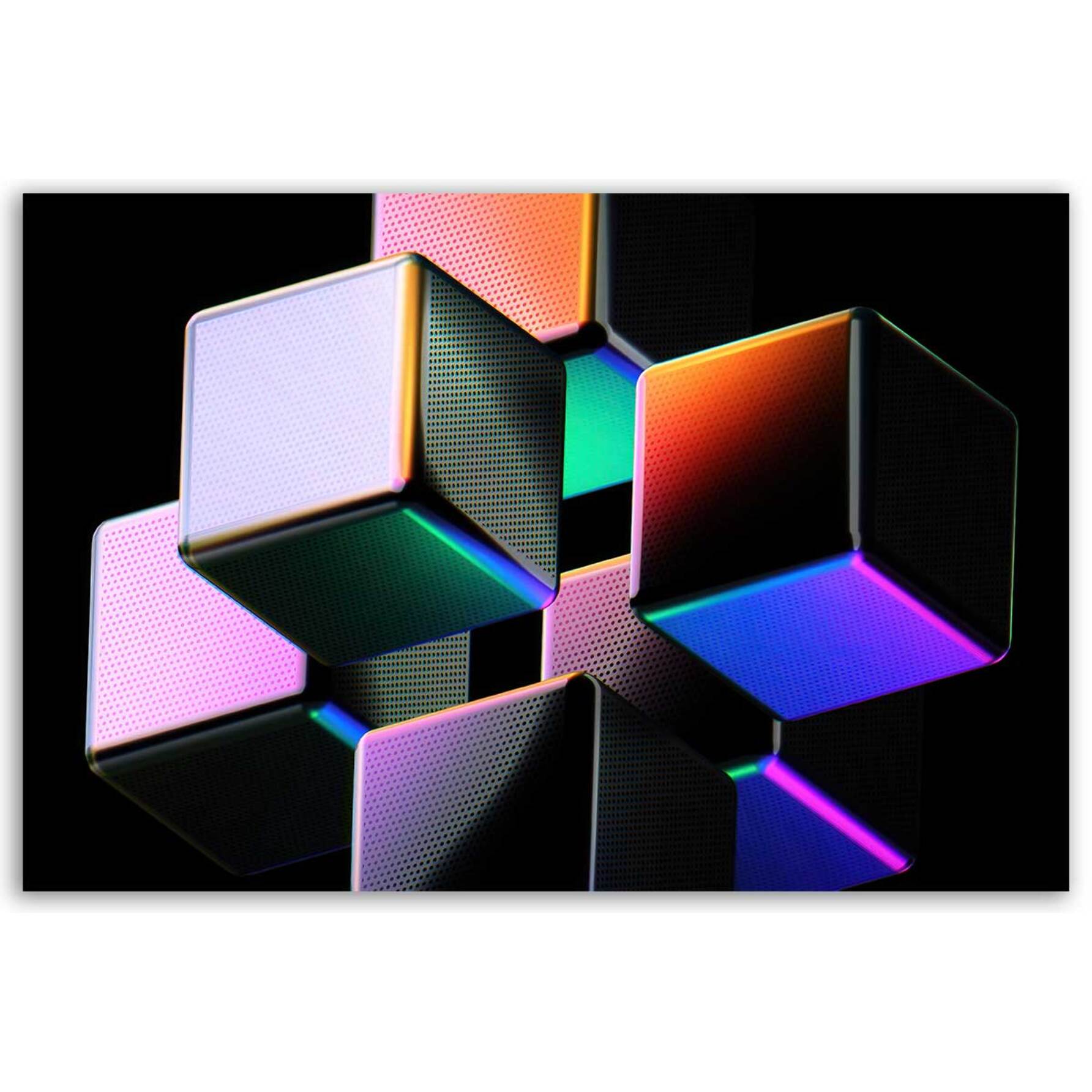 Tableau cubes lumineux futuristes Toile imprimée