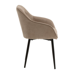 Set di 2 poltroncine HAMMERSMITH in tessuto beige e gambe in metallo nero, con braccioli