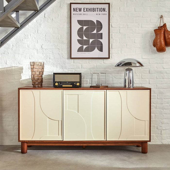 Buffet 3 portes 6 étagères Jilani marron 150x40cm