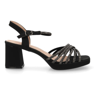 Sandalia tacón elegante fiesta con brillo