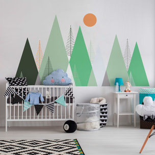 Stickers muraux enfants - Décoration chambre bébé - Autocollant Sticker mural géant enfant montagnes scandinaves PIAKA