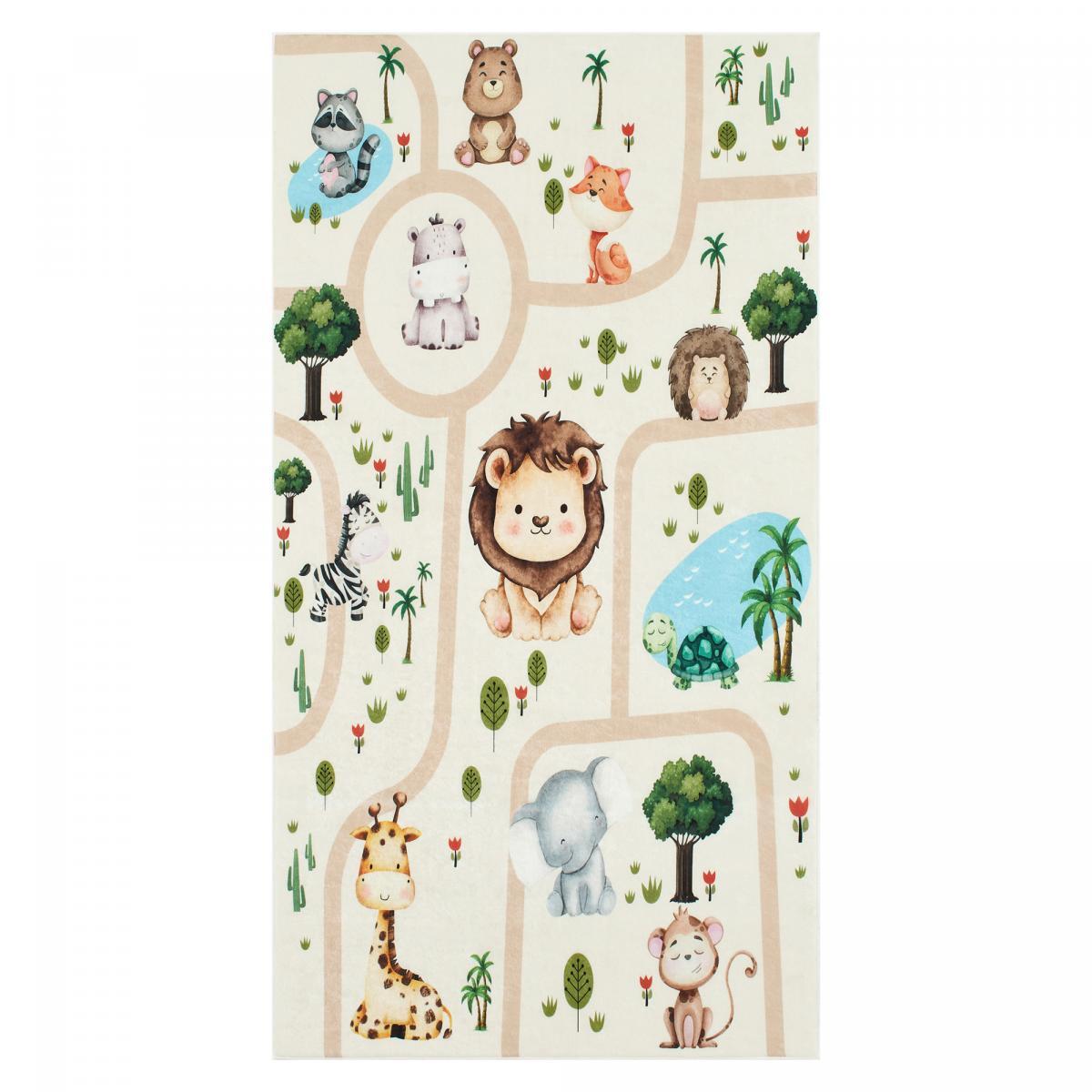 Tapis enfant tissé motif animaux FIBE