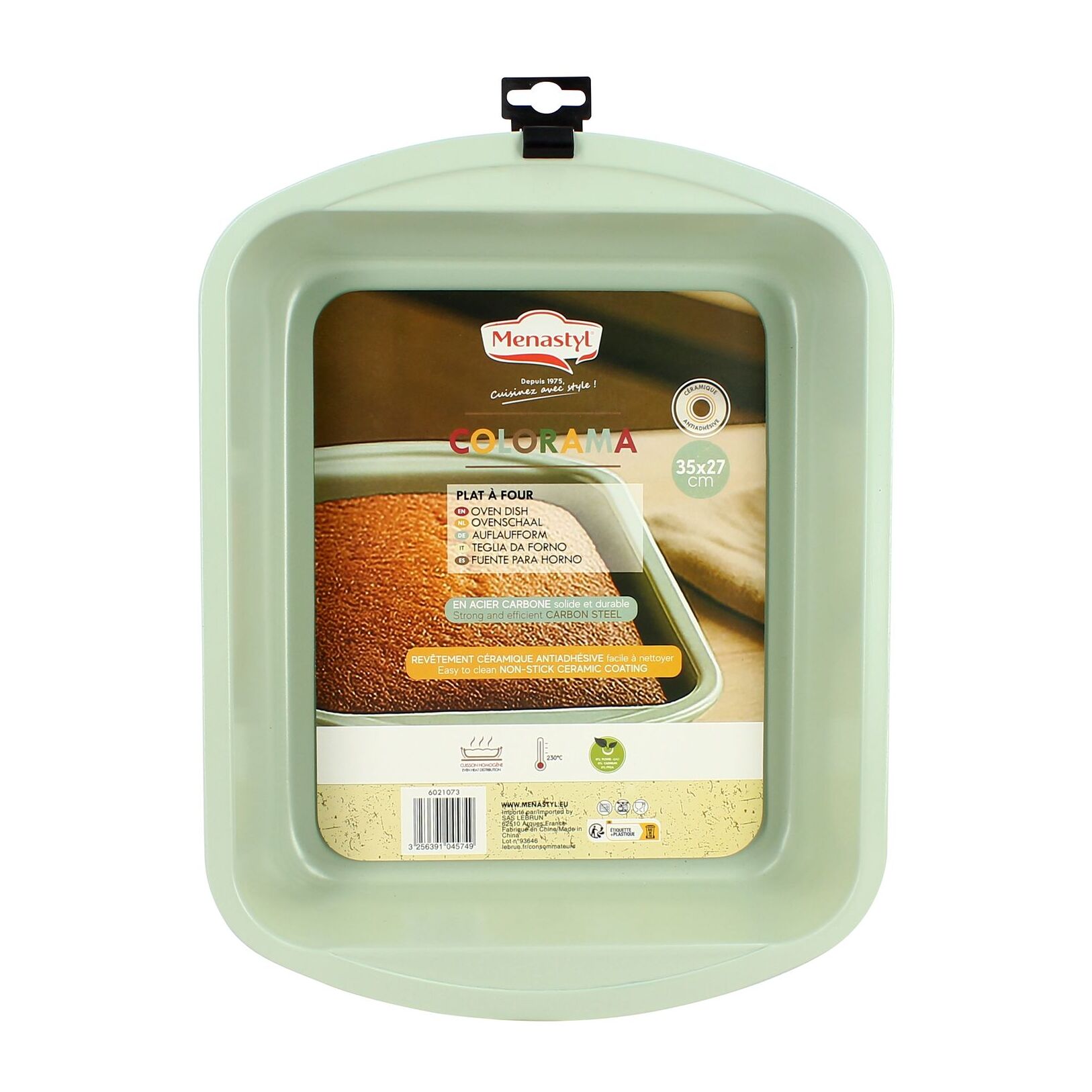 Plat à four rectangulaire en acier carbone celadon 35x27cm COLORAMA