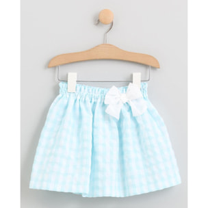 FALDA VICHY AGUA CON LAZO BLANCO