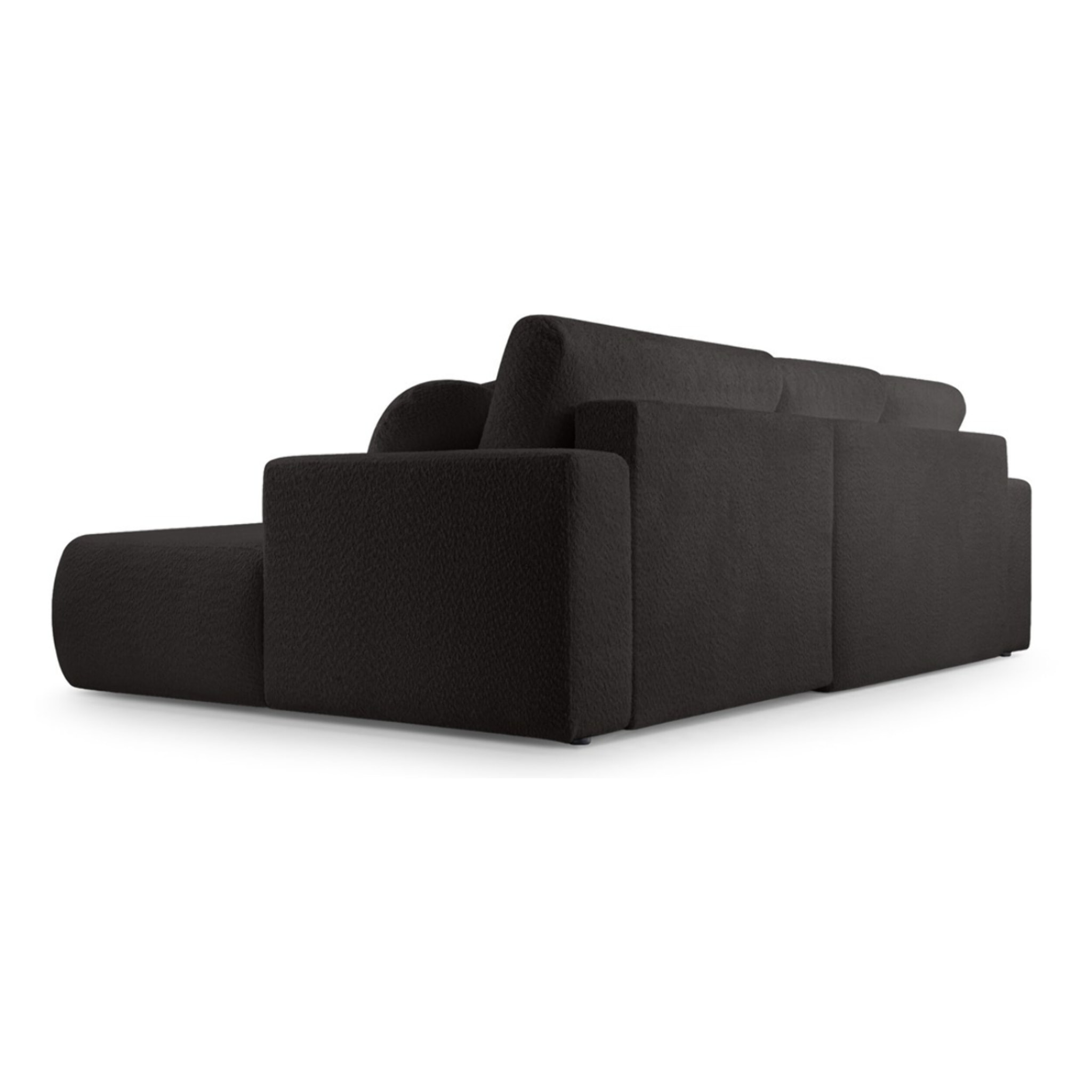 Candela - canapé d'angle droit 4 places - convertible avec coffre - en tissu bouclette - Noir