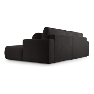 Candela - canapé d'angle droit 4 places - convertible avec coffre - en tissu bouclette - Noir