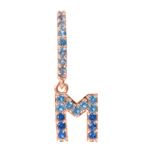Orecchino Pendente con Lettera M in Pavé di Cubic Zirconia Blu