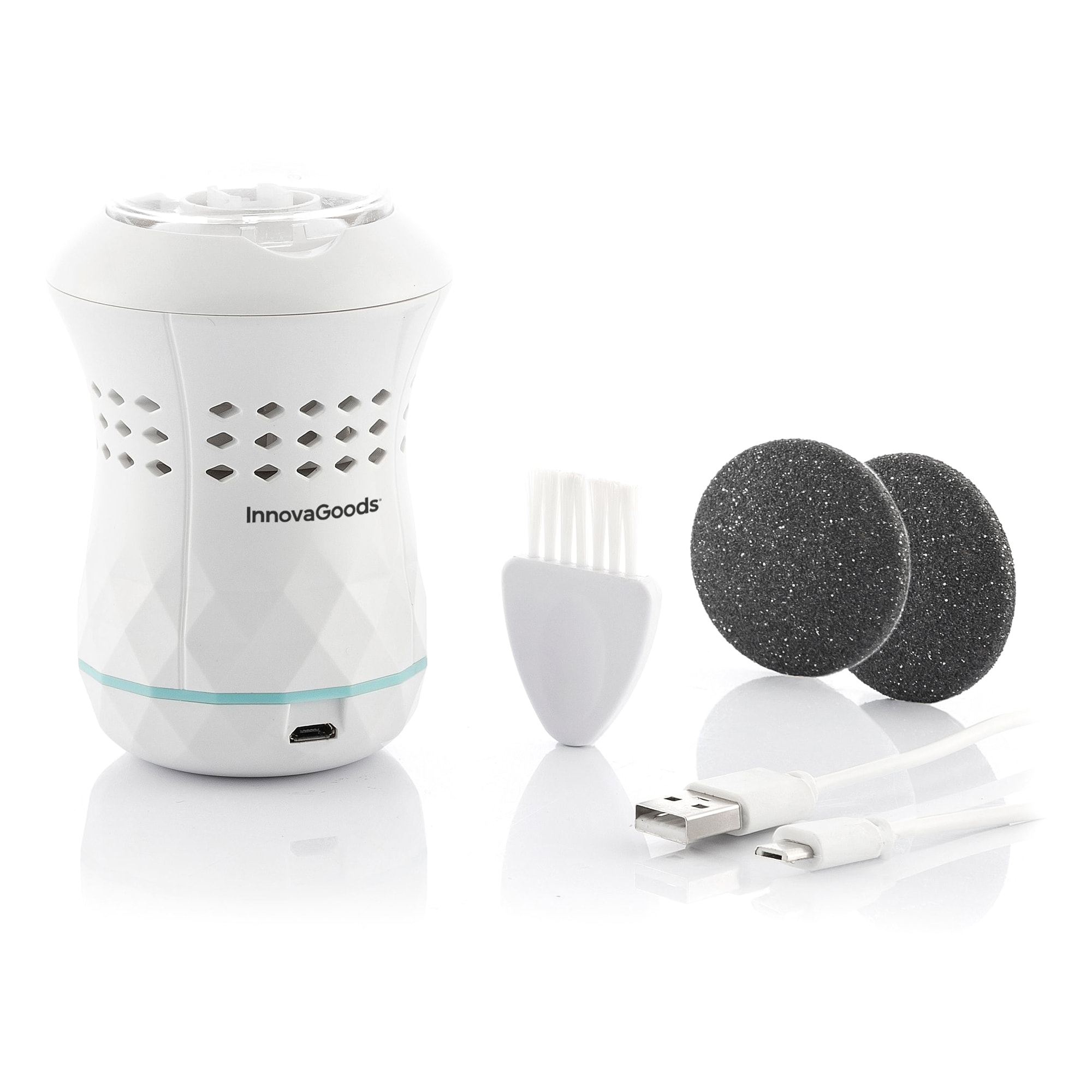Limetta per Pedicure Ricaricabile con Aspiratore Integrato Sofeem - Bianco - Ø7x15 cm