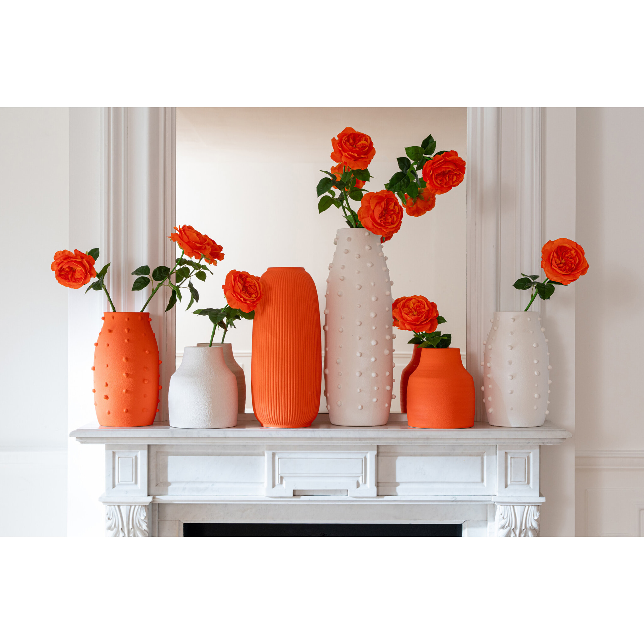 J-Line Vase Ruby Pois - grès - blanc - large