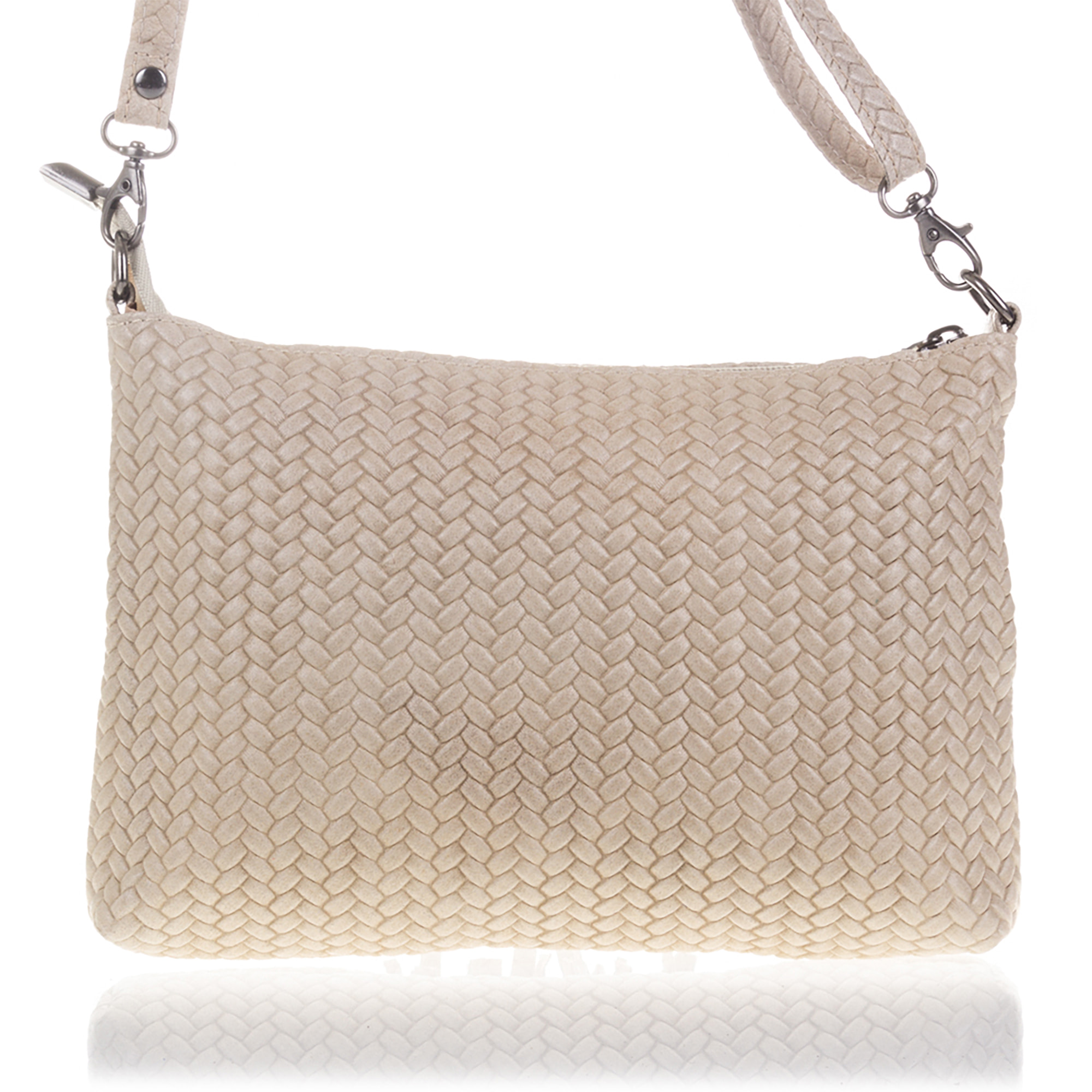 Oderzo Borsa a tracolla Donna.Pelle autentica Camoscio Inciso a Zigzag