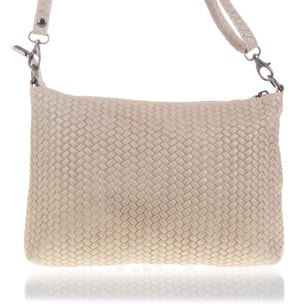 Oderzo Borsa a tracolla Donna.Pelle autentica Camoscio Inciso a Zigzag