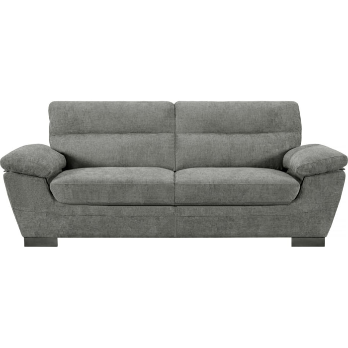 Canapé fixe en tissu "Dallas" - 210 X 88 X 90 cm - 3 places - Gris