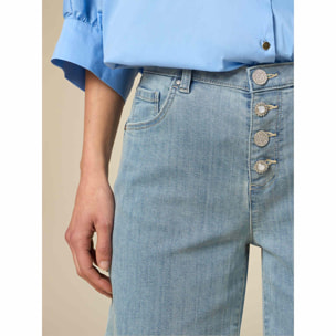 Oltre - Shorts en denim blanqueados a la piedra - Light - blue