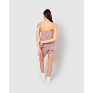 Pigiama corto cotone sfilatura spalline lilla