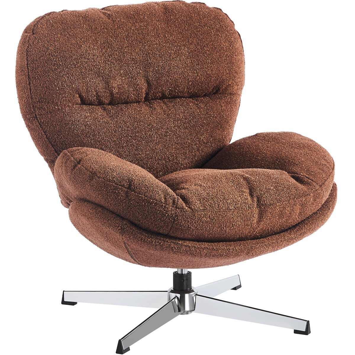 Fauteuil pivotant en tissu bouclé et piètement chromé - OLI