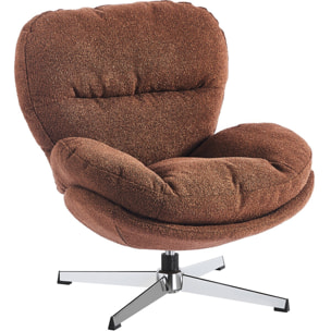 Fauteuil pivotant en tissu bouclé et piètement chromé - OLI