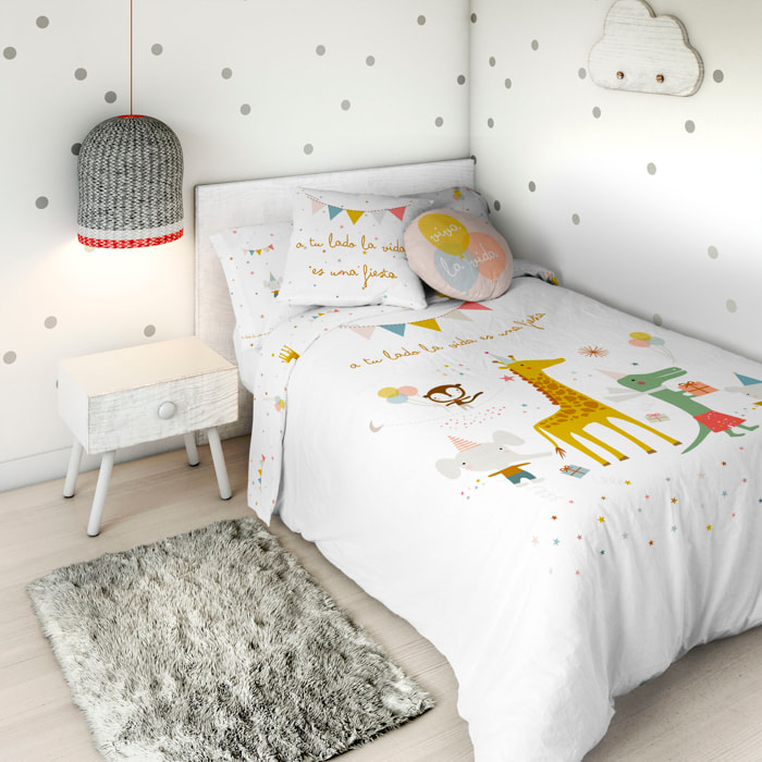 Haciendo el Indio - Funda Nórdica Estampada - Reversible - Infantil - Cierre Solapa - 100% Algodón - Incluye 1 Funda de Almohada - Fiesta