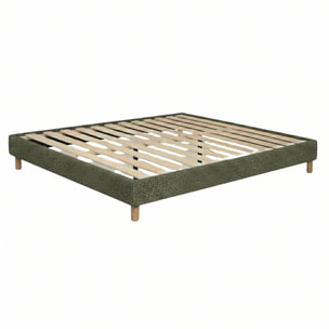 Ensemble matelas Jade & sommier Cancun | Mémoire de forme et ressorts ensachés | Cadre à lattes | Bouclette | Olive