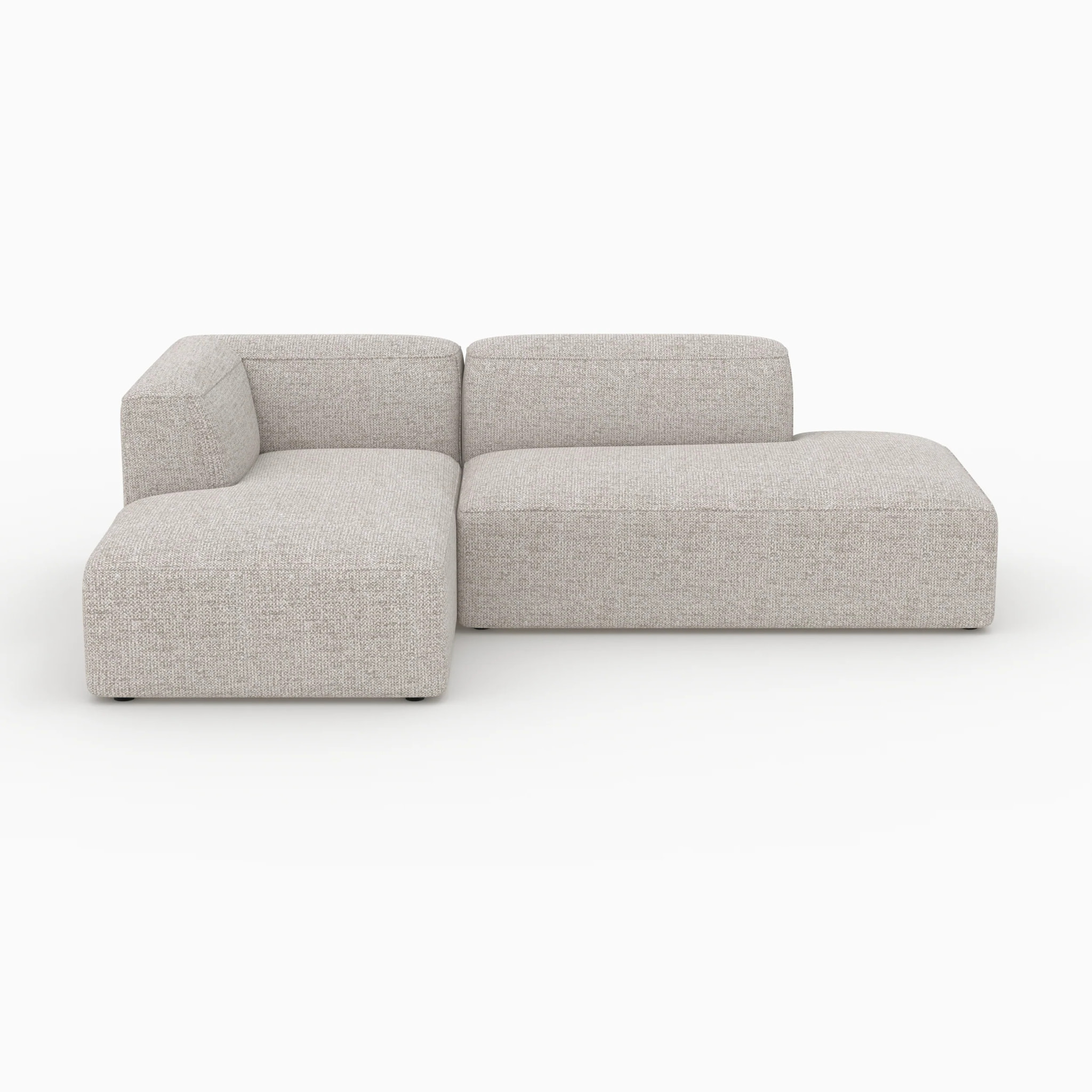 Canapé d'angle gauche modulable en tissu beige - Hestia