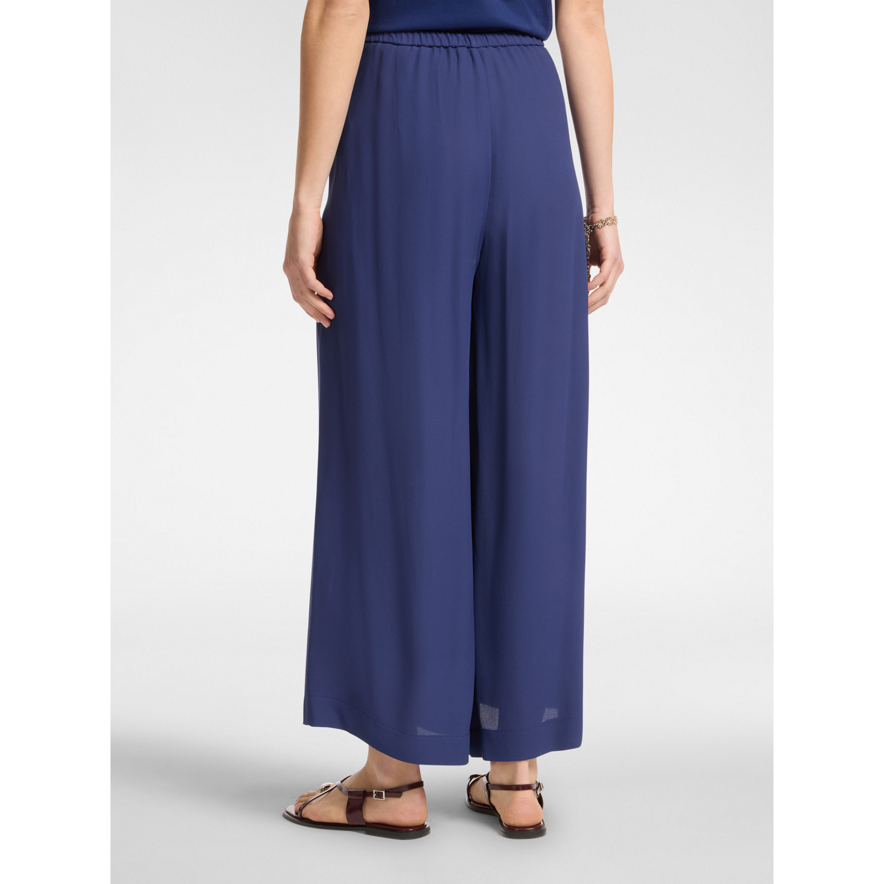 Elena Mirò - Pantaloni ampi con pieghe - Blu